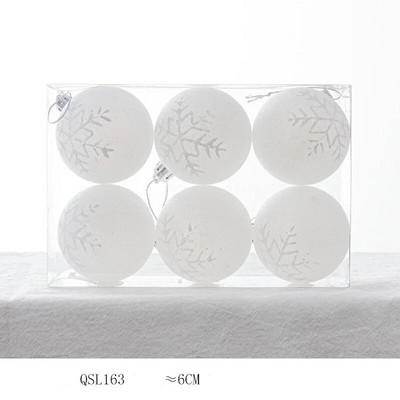 6 vnt. baltas kalėdinis rutulys Kalėdų eglutės papuošalas sniego gaublys Kalėdų dekoracijos 2023 m. Naujųjų metų namų dekoratyviniai rutuliai