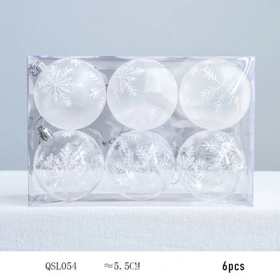 6 vnt. baltas kalėdinis rutulys Kalėdų eglutės papuošalas sniego gaublys Kalėdų dekoracijos 2023 m. Naujųjų metų namų dekoratyviniai rutuliai