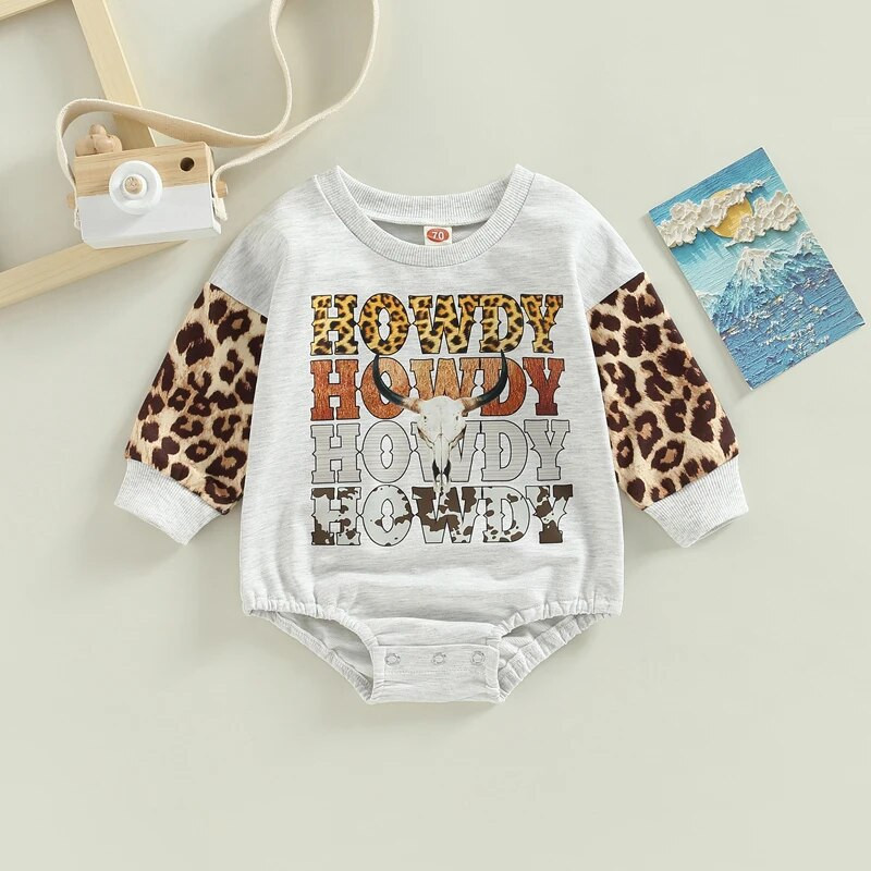 Odjeća za bebe Proljeće Jesen Odjeća za malu djecu Novorođenčad Dječaci Djevojčice Govedo Leopard slova Print Patchwork Rompers Kombinezoni Odjeća
