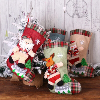 Чорапи на Дядо Коледа Весели коледни чорапи Торбичка с подаръци за бонбони Коледна украса за дома Navidad Нова година Декор за коледно дърво