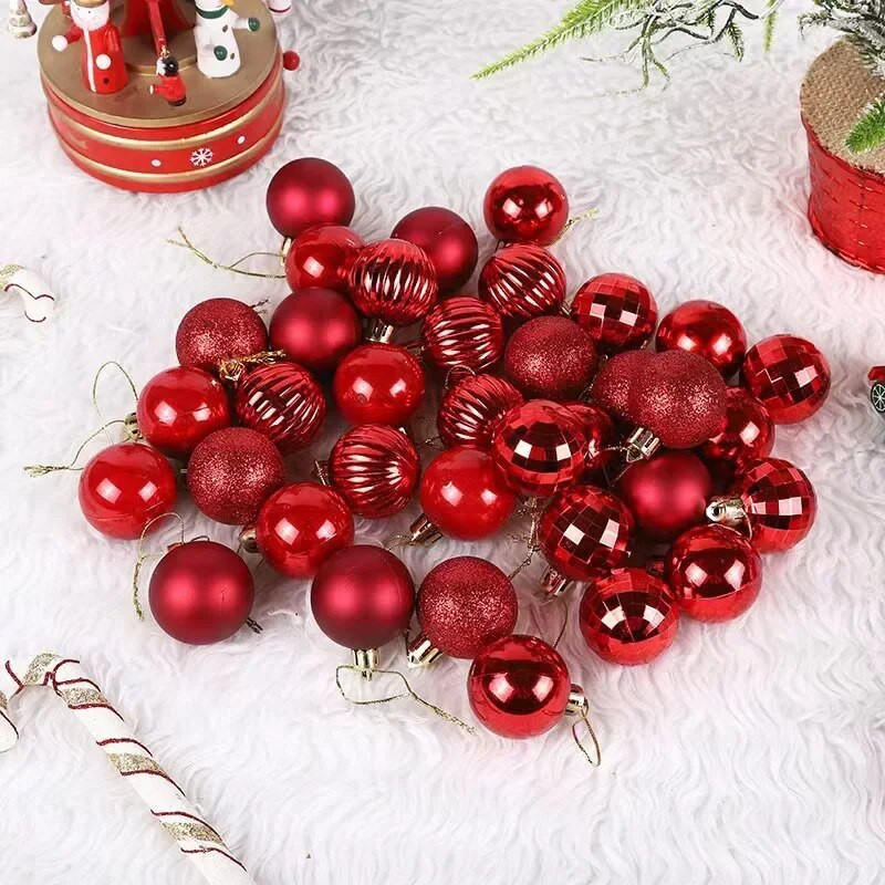 36PCS Božićna kuglica Plastična kuglica 4cm Mala kuglica Božićna kuglica Set ukrasa za božićno drvce Nelomljivo božićno drvce