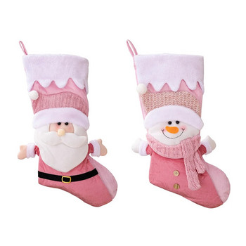 Коледни торбички за сладкиши Новогодишни пакети Розов коледен чорап с гном Чорапи на Дядо Коледа Коледни орнаменти Коледни чорапи