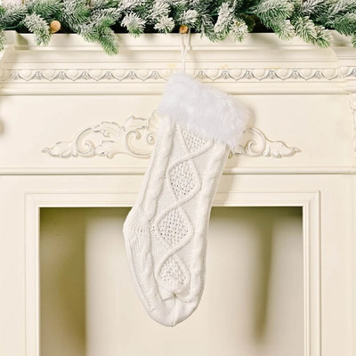 Коледни чорапи за плетене 22" големи кабелни плетени чорапи за камина Коледно дърво Висящи семейни празнични декорации
