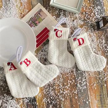 Χριστουγεννιάτικη κάλτσα Pastoral Alphabet Enhance The Christmas Atmosphere Party Supplies Christmas must have αξεσουάρ Πανί Λευκό