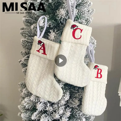 Пасторална азбука Коледен чорап Подобрява коледната атмосфера Парти консумативи Коледни задължителни аксесоари Плат бял
