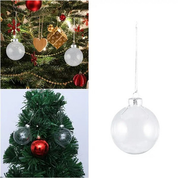 12PCS Прозрачни стъклени висящи коледни топки Коледни украси за елха Коледни висящи подаръци с капаци Коледен орнамент
