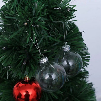 12PCS Прозрачни стъклени висящи коледни топки Коледни украси за елха Коледни висящи подаръци с капаци Коледен орнамент