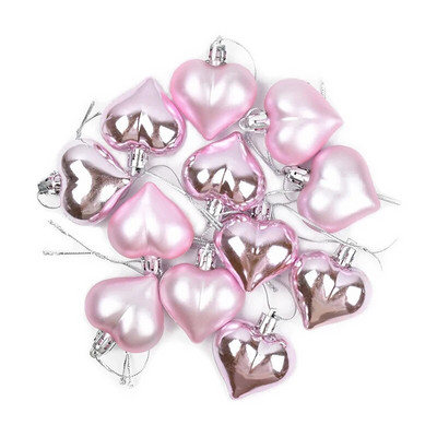 12 komada Zlatno Srebrna Božićna kuglica u obliku srca Božićno drvce Plastična viseća kuglica Privjesak Ornament Kućni festival Party Novogodišnji dekor