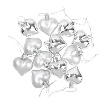 12 komada Zlatno Srebrna Božićna kuglica u obliku srca Božićno drvce Plastična viseća kuglica Privjesak Ornament Kućni festival Party Novogodišnji dekor