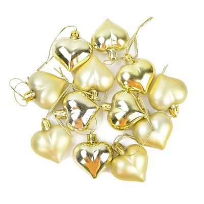 12 komada Zlatno Srebrna Božićna kuglica u obliku srca Božićno drvce Plastična viseća kuglica Privjesak Ornament Kućni festival Party Novogodišnji dekor