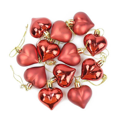 12 komada Zlatno Srebrna Božićna kuglica u obliku srca Božićno drvce Plastična viseća kuglica Privjesak Ornament Kućni festival Party Novogodišnji dekor