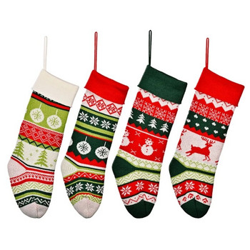 Γεωμετρική Δαντέλα Χριστουγεννιάτικες Πλεκτές Χριστουγεννιάτικες Κάλτσες Candy Bag for Family Country Rustic Holiday Indoor