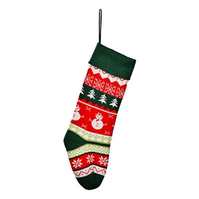 Geometriniai nėriniai Kalėdinės megztos kalėdinės kojinės, saldainių krepšys, skirtas šeimos kaimiškam atostogoms patalpose