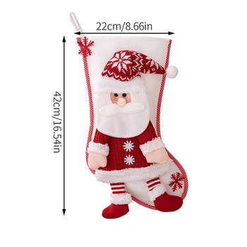 Коледни чорапи Големи висящи чорапи Класически орнаменти за снежен човек на Дядо Коледа за декорация на дома