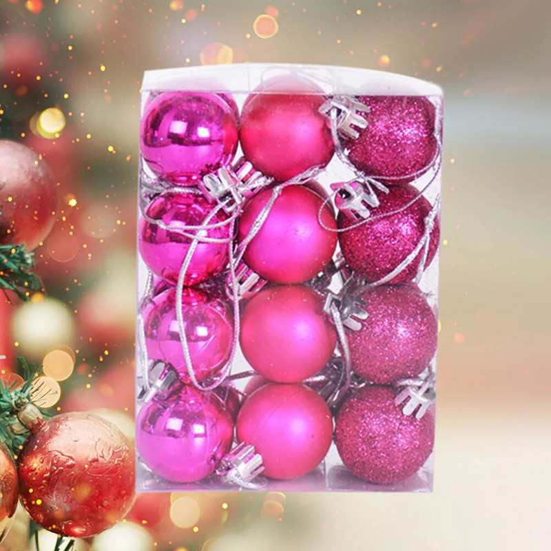 24gab Ziemassvētku balles 3 cm Ziemassvētku ballīte, piekarināma bumba, rotājums iepirkšanās centra griestiem loga piekariņi Ziemassvētku eglīšu rotājumi