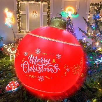 Χριστουγεννιάτικα φουσκωτά στολίδια με μπάλες PVC, γιγαντιαία φουσκωτή διακοσμημένη μπάλα εξωτερικού χώρου για χριστουγεννιάτικη διακόσμηση γκαζόν εξωτερικής αυλής