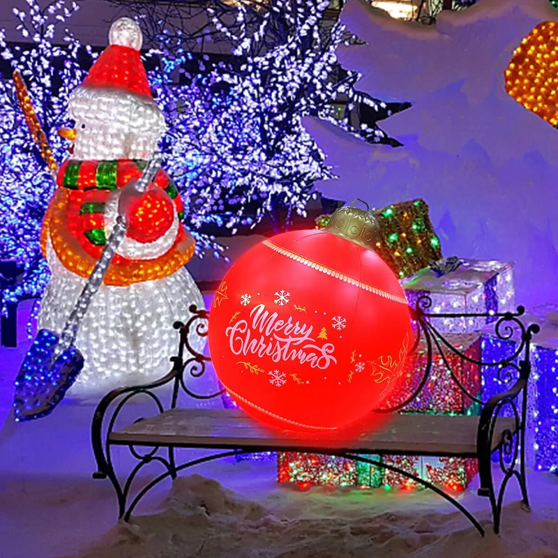 PVC-st täispuhutavad jõulukaunistused, hiiglaslik täispuhutav kaunistatud pall väliõue murubasseini jõulukaunistuseks