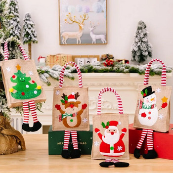 Коледна чанта за подаръци с бонбони Дядо Коледа Елк Снежен човек Кукла Мъжка чанта Коледна украса 2024 Честита Нова Година Детски подарък Navidad