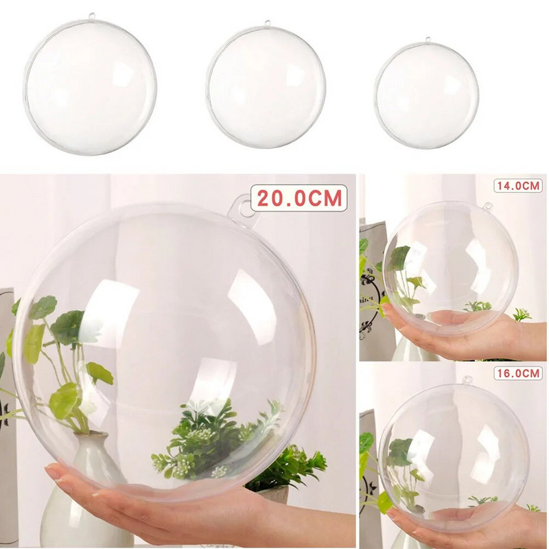 14-20 CM božićna prozirna kuglica, plastična kuglica koja se može puniti, božićno drvce, viseći ukrasi, ukrasi za kućnu zabavu, poklon kutija