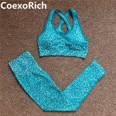 Leopard sportski grudnjak Ženski bešavni set za jogu Kratka majica bez rukava Tajice visokog struka za fitness Odijelo za vježbanje Odjeća za teretanu