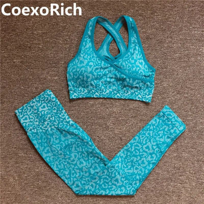 Leopard sportski grudnjak Ženski bešavni set za jogu Kratka majica bez rukava Tajice visokog struka za fitness Odijelo za vježbanje Odjeća za teretanu