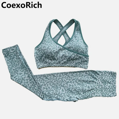 Leopard sportski grudnjak Ženski bešavni set za jogu Kratka majica bez rukava Tajice visokog struka za fitness Odijelo za vježbanje Odjeća za teretanu