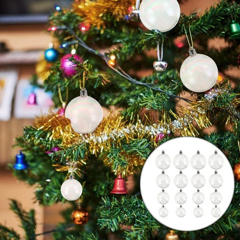 18 vnt Kalėdų apvalių kamuoliukų kabantys papuošalai Kalėdų eglutės papuošalai Kalėdų rutuliai skaidrūs plastikiniai Kalėdų vakarėlio dekoracijos