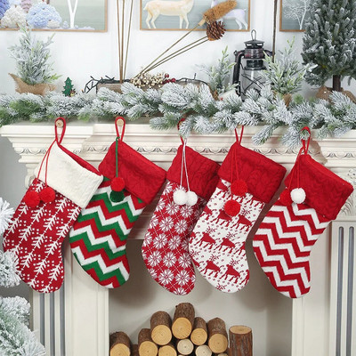 Коледни чорапи Кабелни плетени чорапи Декор Чанти за подаръци Камина Коледно дърво Чорапи Орнаменти за празник Семейни приятели