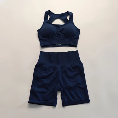 ABS LOLI Sieviešu bezšuvju jogas sporta uzvalks sporta krūštura šortu komplekts 2 dab. Vasaras sporta apģērbs bez piedurknēm sporta zāles skriešanas treniņu apģērbi