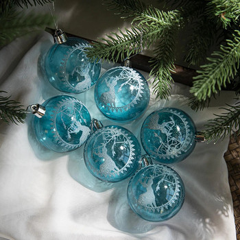 Безплатна доставка Артикули с диаметър 6 см Прозрачна коледна топка Опакована в синя прозрачна боядисана акрилна украса за коледно дърво