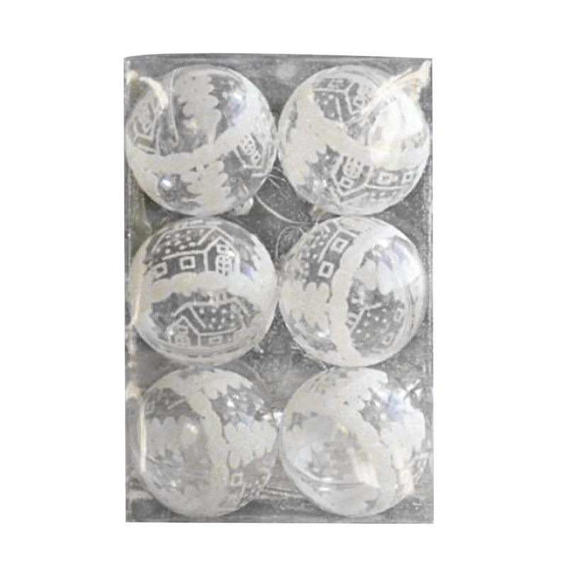 Preču bezmaksas piegāde Diametrs 6 cm Caurspīdīga Ziemassvētku bumbiņu kastīte, zila, caurspīdīga, krāsota akrila Ziemassvētku eglīšu rotājumi