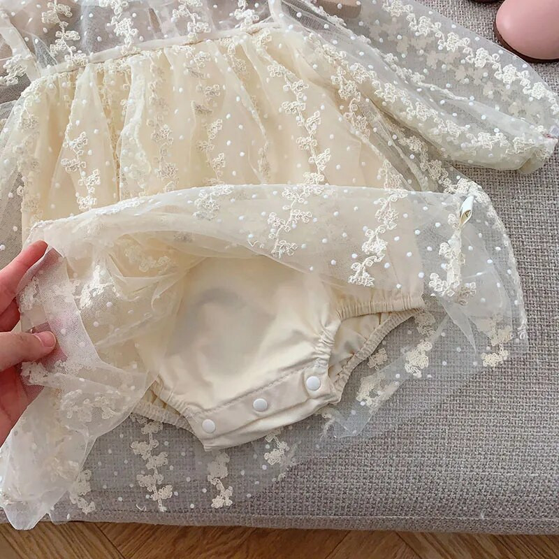 MILANCEL Dječja odjeća Vezeni bodi haljina za djevojčice Mrežasta haljina za djevojčice