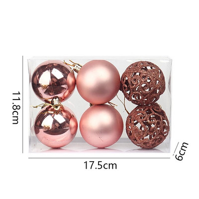 Navidad Decor 6kom/kutija 6cm crveno zlatne pruge Božićna kuglica Ukras Božićno drvce Privjesak Božićni ukrasi za dom Nova godina 2024.