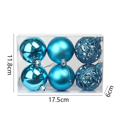 Navidad Decor 6kom/kutija 6cm crveno zlatne pruge Božićna kuglica Ukras Božićno drvce Privjesak Božićni ukrasi za dom Nova godina 2024.