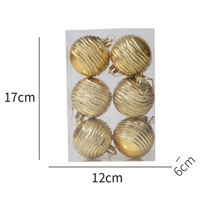 Navidad Decor 6kom/kutija 6cm crveno zlatne pruge Božićna kuglica Ukras Božićno drvce Privjesak Božićni ukrasi za dom Nova godina 2024.