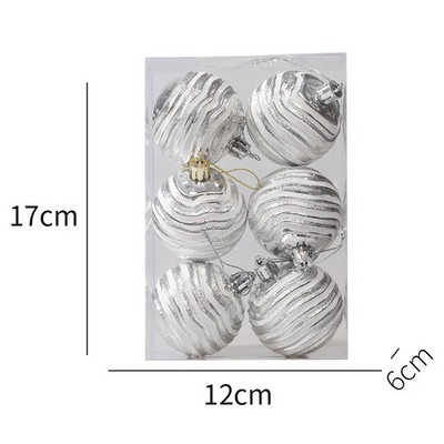 Navidad Decor 6kom/kutija 6cm crveno zlatne pruge Božićna kuglica Ukras Božićno drvce Privjesak Božićni ukrasi za dom Nova godina 2024.