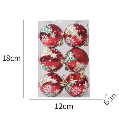 Navidad Decor 6kom/kutija 6cm crveno zlatne pruge Božićna kuglica Ukras Božićno drvce Privjesak Božićni ukrasi za dom Nova godina 2024.