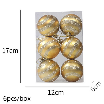Navidad Decor 6kom/kutija 6cm crveno zlatne pruge Božićna kuglica Ukras Božićno drvce Privjesak Božićni ukrasi za dom Nova godina 2024.