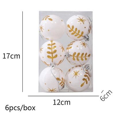 Navidad Decor 6kom/kutija 6cm crveno zlatne pruge Božićna kuglica Ukras Božićno drvce Privjesak Božićni ukrasi za dom Nova godina 2024.