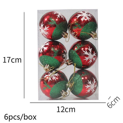 Navidad Decor 6kom/kutija 6cm crveno zlatne pruge Božićna kuglica Ukras Božićno drvce Privjesak Božićni ukrasi za dom Nova godina 2024.