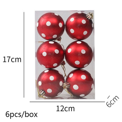 Navidad Decor 6kom/kutija 6cm crveno zlatne pruge Božićna kuglica Ukras Božićno drvce Privjesak Božićni ukrasi za dom Nova godina 2024.