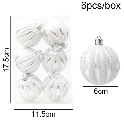 Navidad Decor 6kom/kutija 6cm crveno zlatne pruge Božićna kuglica Ukras Božićno drvce Privjesak Božićni ukrasi za dom Nova godina 2024.