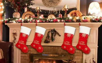 Чорапи за Коледа, преносим креативен коледен чорап, възстановяем декоративни закуски, държач за дядо снежен човек, торбички за бонбони