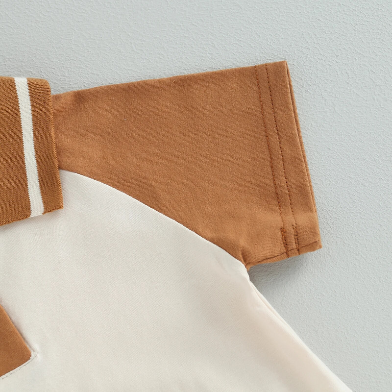 Pudcoco kombinezoni za novorođenčad i dječake, kratki rukavi kontrastne boje Ljetni bodi odjeća za ležerno svakodnevno 0-24M