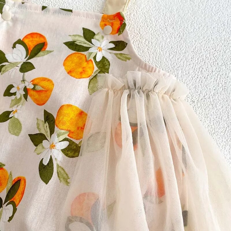 2023. gada vasaras meiteņu rombiņas, princeses bez piedurknēm, tīklveida puķu tērps 3–24 mēnešu mazuļiem