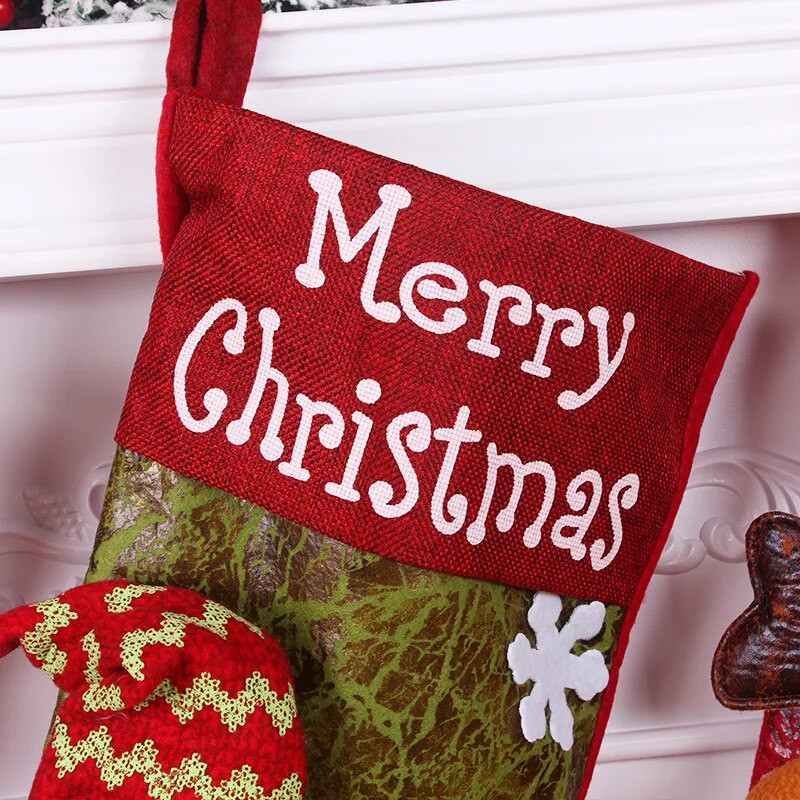 1 gab Ziemassvētku lieli zābaki Ziemassvētku eglīšu rotājumi konfekšu soma Ziemassvētku vecīša aļņa sniegavīra dāvanu maisiņš Ziemassvētku zeķu dekors mājām