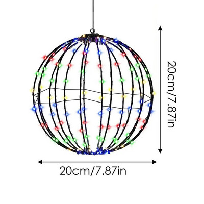 Sfēriski apgaismots displejs Ziemassvētku rotājums Kvēlbumbu LED apgaismojuma rāmis lielas lodveida gaismas Fairy gaismas lieveņa iekšpagalma dekorēšanai