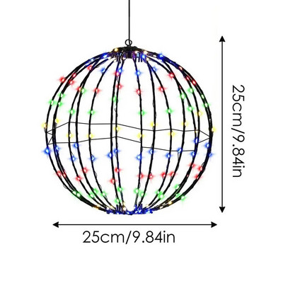 Sfēriski apgaismots displejs Ziemassvētku rotājums Kvēlbumbu LED apgaismojuma rāmis lielas lodveida gaismas Fairy gaismas lieveņa iekšpagalma dekorēšanai