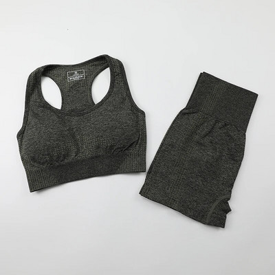 Odjeća za vježbanje za žene Bešavna sportska odijela za jogu Top sportski grudnjak + kratke hlače za fitness visokog struka 2-dijelni komplet za teretanu Sportska odjeća za trčanje