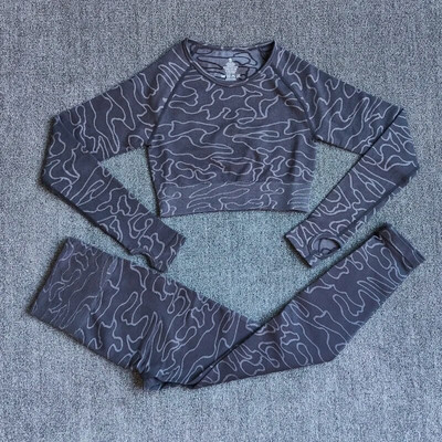 Ženski set za jogu dugih rukava Odjeća za vježbanje u teretani Fitness Crop Top Bešavne tajice visokog struka 2 kom/komplet Sportsko odijelo Aktivna odjeća